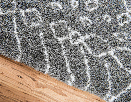 Gray 5' 1 x 8' Rabat Shag Rectangle Area Rug Thick Soft Touch Fluffy & Plush Shaggy Pile Durable Geometric Carpet for Luxury Interior Design for Sale at Rug Engine