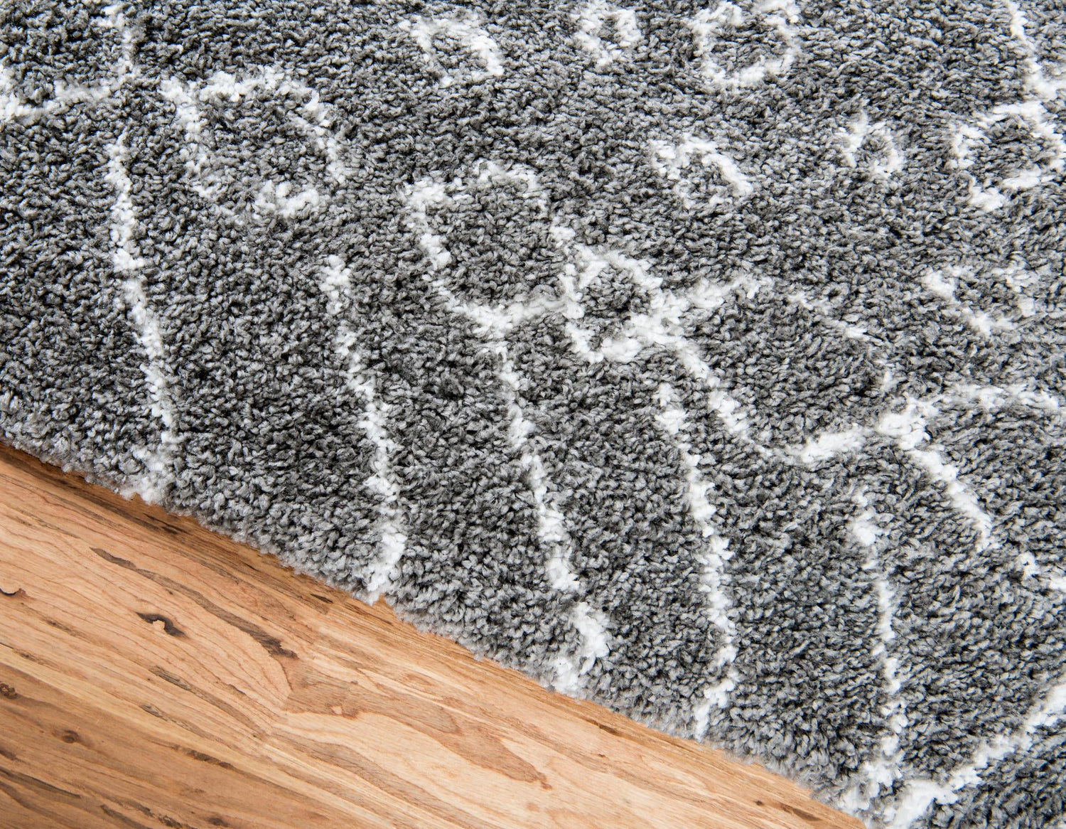 Gray 7' 10 x 10' Rabat Shag Rectangle Area Rug Thick Soft Touch Fluffy & Plush Shaggy Pile Durable Geometric Carpet for Luxury Interior Design for Sale at Rug Engine