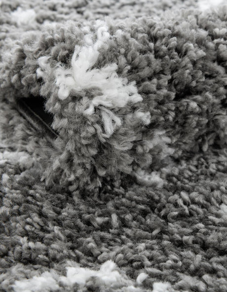 Gray 5' 1 x 8' Rabat Shag Rectangle Area Rug Thick Soft Touch Fluffy & Plush Shaggy Pile Durable Geometric Carpet for Luxury Interior Design for Sale at Rug Engine