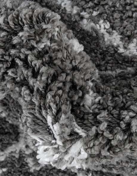 Gray 5' 1 x 8' Rabat Shag Rectangle Area Rug Thick Soft Touch Fluffy & Plush Shaggy Pile Durable Geometric Carpet for Luxury Interior Design for Sale at Rug Engine