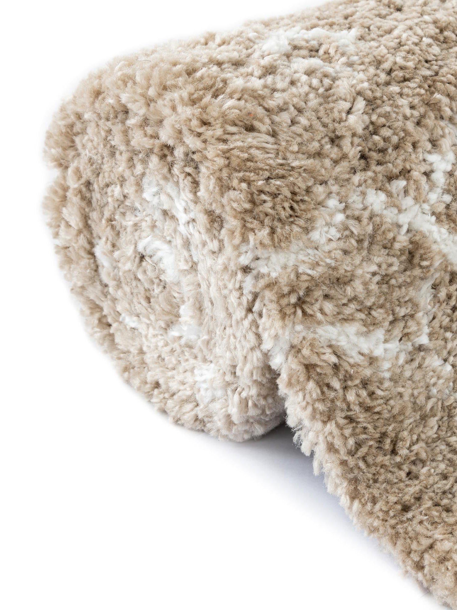 Taupe 2' 7 x 10' Rabat Shag Runner Area Rug Thick Soft Touch Fluffy & Plush Shaggy Pile Durable Geometric Carpet for Luxury Interior Design for Sale at Rug Engine