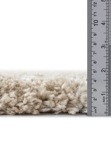 Taupe 7' 10 x 7' 10 Rabat Shag Square Area Rug Thick Soft Touch Fluffy & Plush Shaggy Pile Durable Geometric Carpet for Luxury Interior Design for Sale at Rug Engine