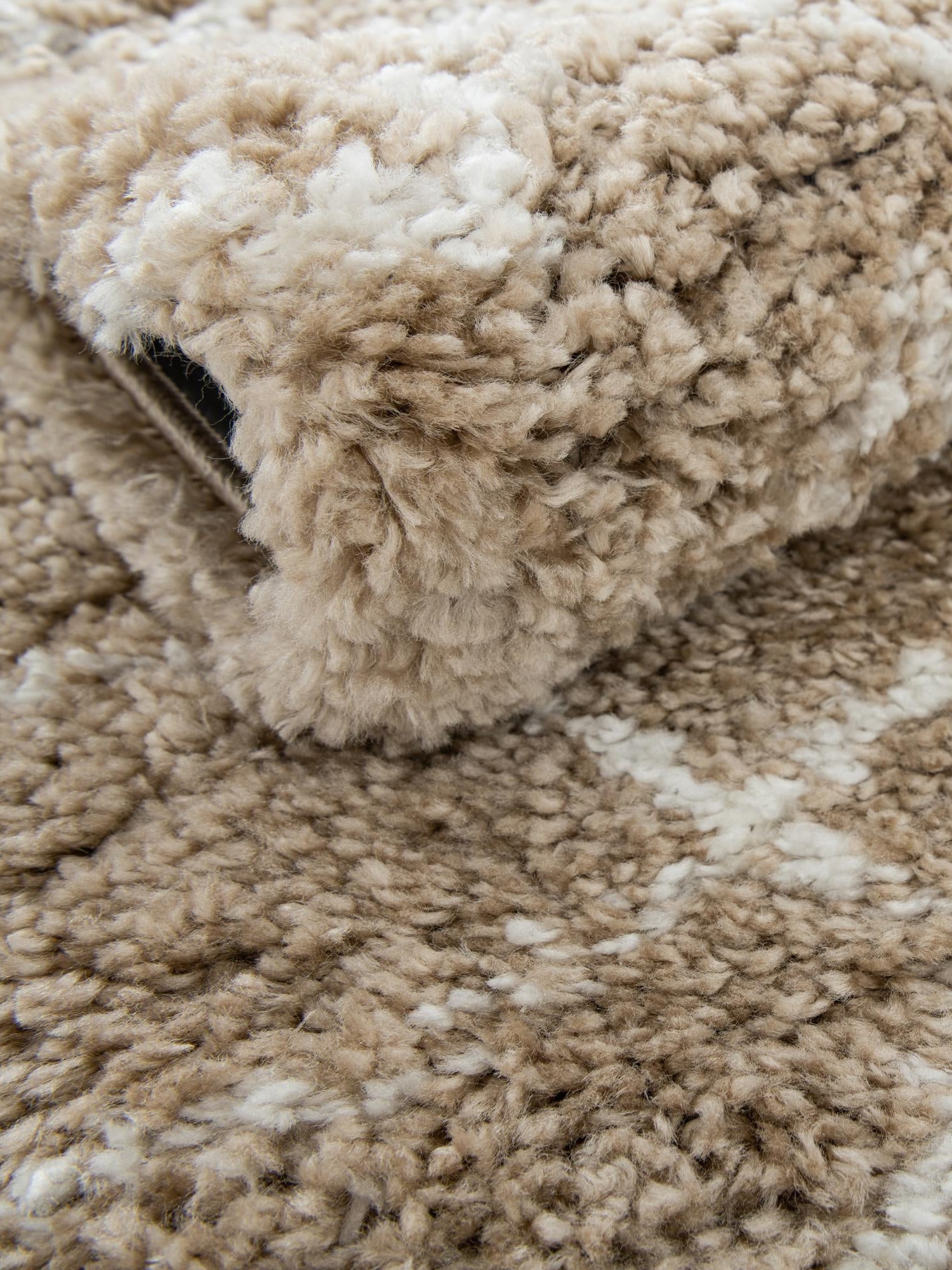 Taupe 6' 1 x 9' Rabat Shag Rectangle Area Rug Thick Soft Touch Fluffy & Plush Shaggy Pile Durable Geometric Carpet for Luxury Interior Design for Sale at Rug Engine