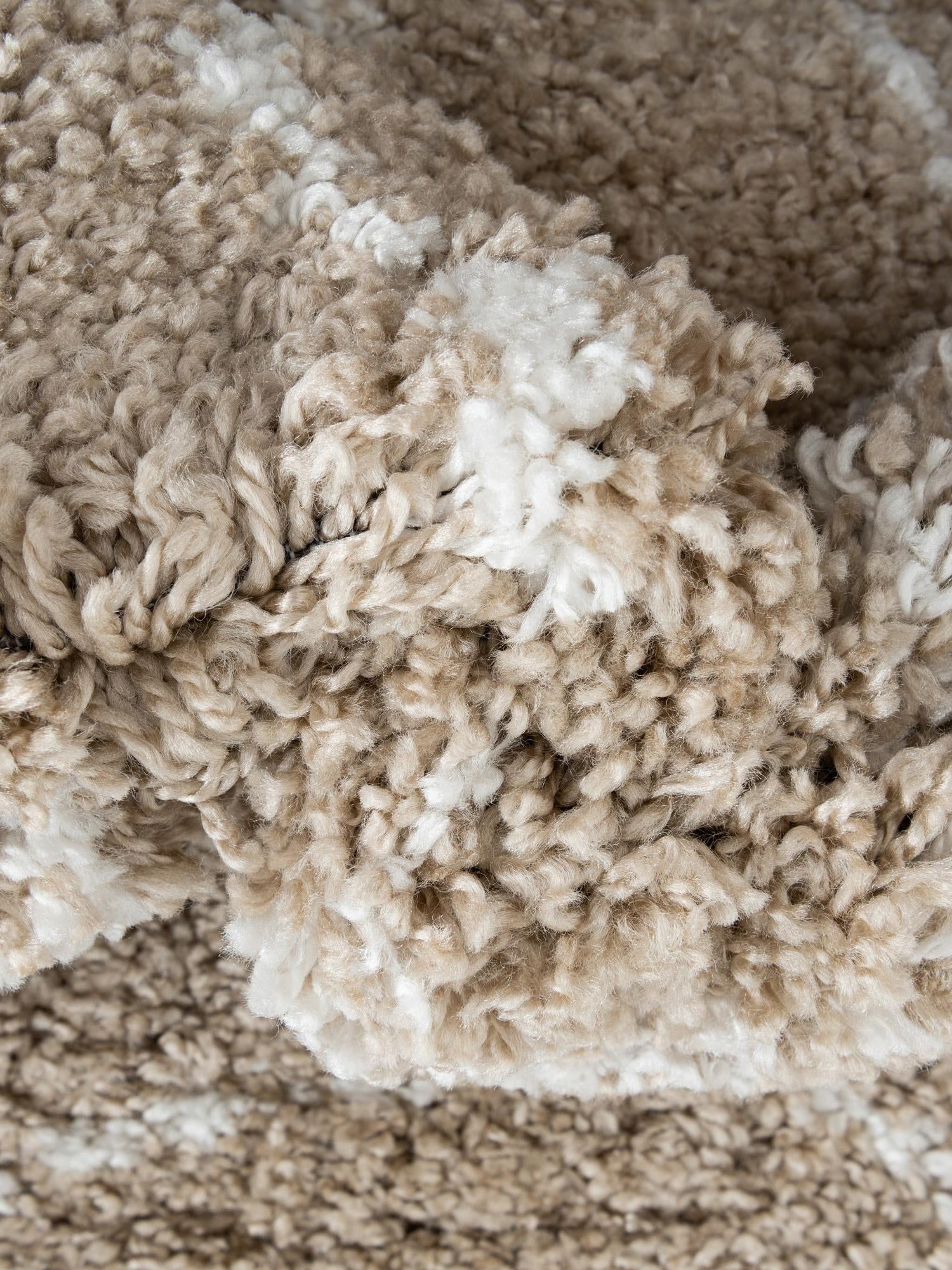 Taupe 6' 1 x 9' Rabat Shag Rectangle Area Rug Thick Soft Touch Fluffy & Plush Shaggy Pile Durable Geometric Carpet for Luxury Interior Design for Sale at Rug Engine