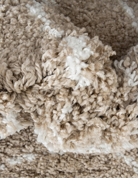Taupe 4' 1 x 6' 1 Rabat Shag Rectangle Area Rug Thick Soft Touch Fluffy & Plush Shaggy Pile Durable Geometric Carpet for Luxury Interior Design for Sale at Rug Engine