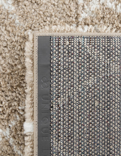 Taupe 6' 1 x 9' Rabat Shag Rectangle Area Rug Thick Soft Touch Fluffy & Plush Shaggy Pile Durable Geometric Carpet for Luxury Interior Design for Sale at Rug Engine