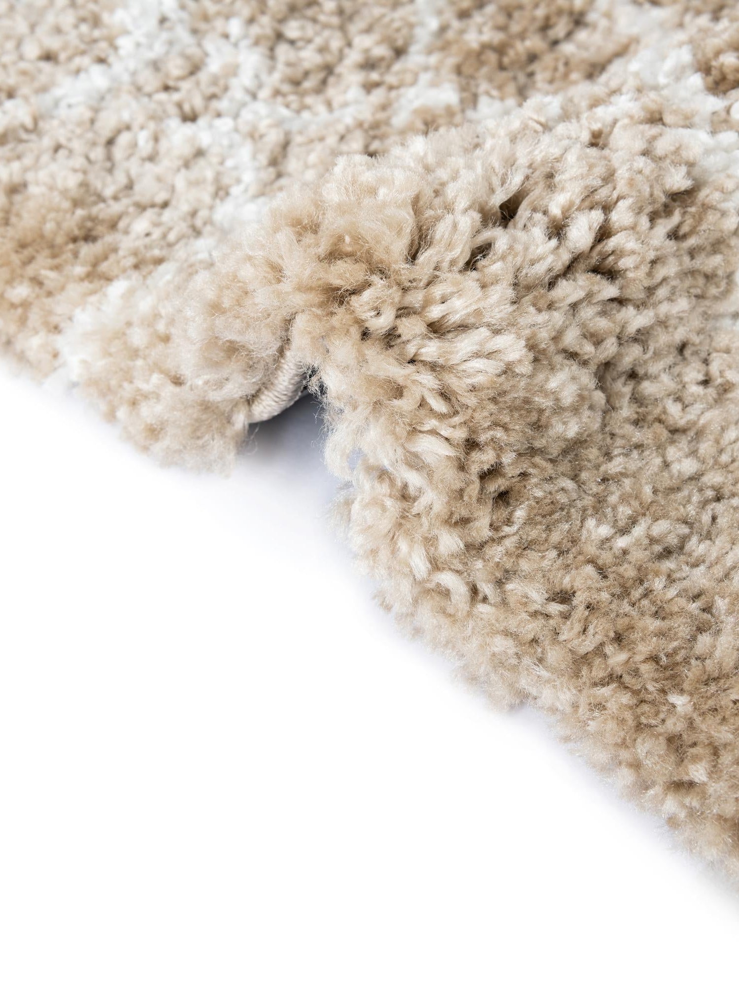 Taupe 5' 1 x 8' Rabat Shag Rectangle Area Rug Thick Soft Touch Fluffy & Plush Shaggy Pile Durable Geometric Carpet for Luxury Interior Design for Sale at Rug Engine