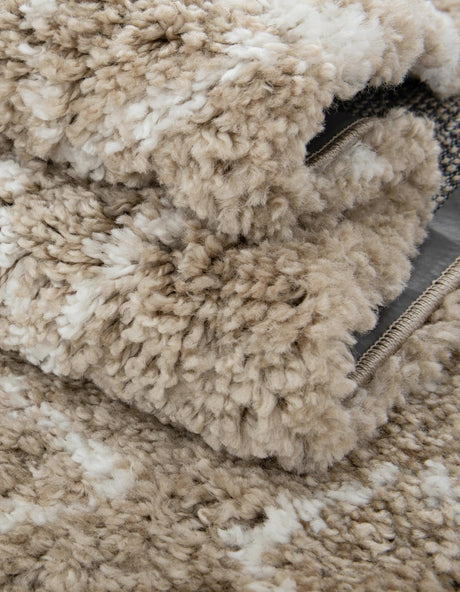 Taupe 3' 3 x 5' 3 Rabat Shag Rectangle Area Rug Thick Soft Touch Fluffy & Plush Shaggy Pile Durable Geometric Carpet for Luxury Interior Design for Sale at Rug Engine