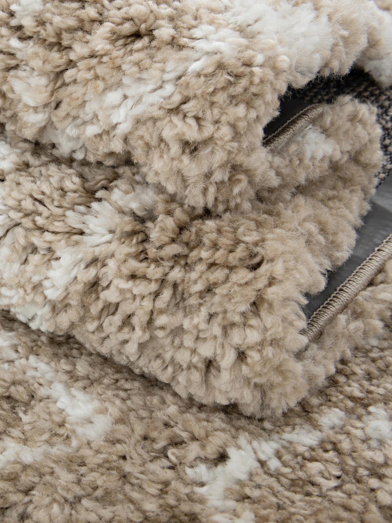 Taupe 7' 10 x 11' Rabat Shag Rectangle Area Rug Thick Soft Touch Fluffy & Plush Shaggy Pile Durable Geometric Carpet for Luxury Interior Design for Sale at Rug Engine