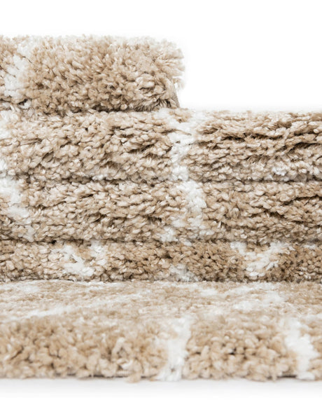 Taupe 3' 3 x 5' 3 Rabat Shag Rectangle Area Rug Thick Soft Touch Fluffy & Plush Shaggy Pile Durable Geometric Carpet for Luxury Interior Design for Sale at Rug Engine