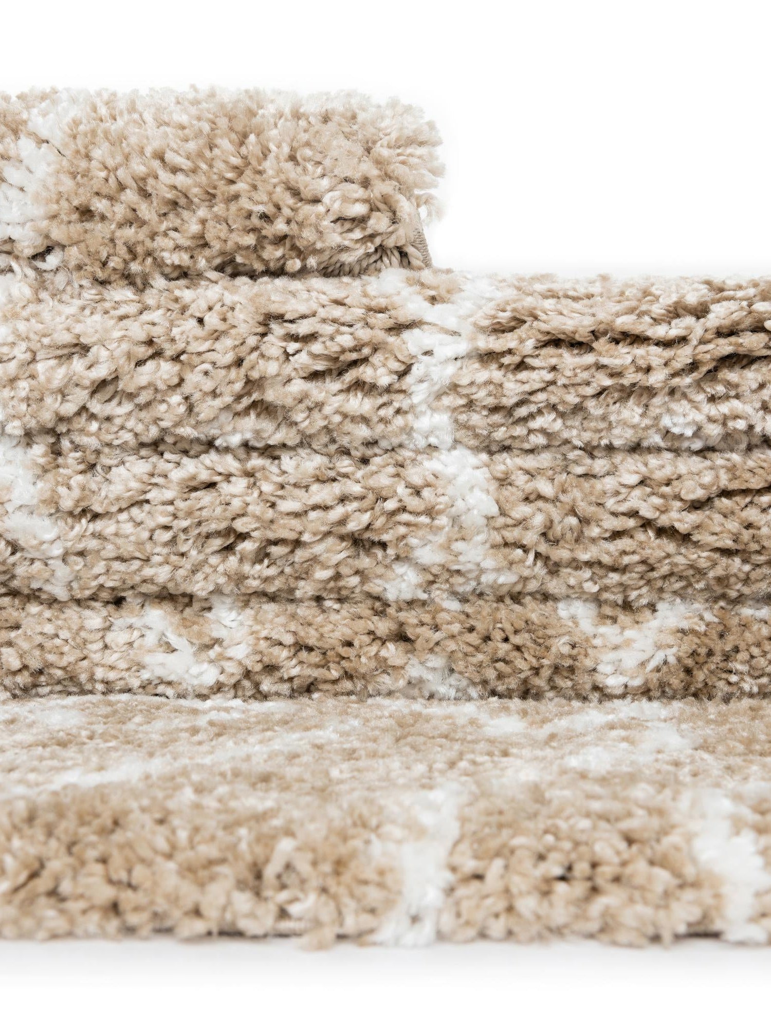 Taupe 7' 10 x 11' Rabat Shag Rectangle Area Rug Thick Soft Touch Fluffy & Plush Shaggy Pile Durable Geometric Carpet for Luxury Interior Design for Sale at Rug Engine