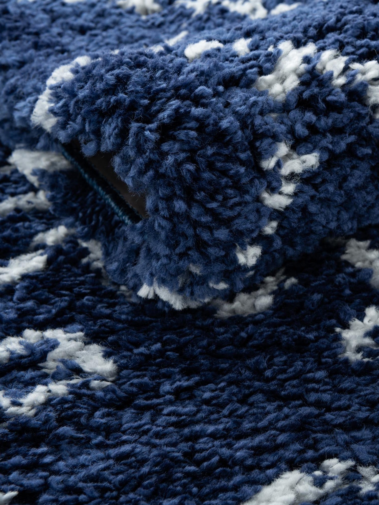 Navy Blue 2' 7 x 10' Rabat Shag Runner Area Rug Thick Soft Touch Fluffy & Plush Shaggy Pile Durable Geometric Carpet for Luxury Interior Design for Sale at Rug Engine