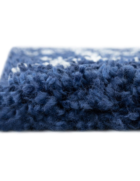Navy Blue 2' 7 x 10' Rabat Shag Runner Area Rug Thick Soft Touch Fluffy & Plush Shaggy Pile Durable Geometric Carpet for Luxury Interior Design for Sale at Rug Engine