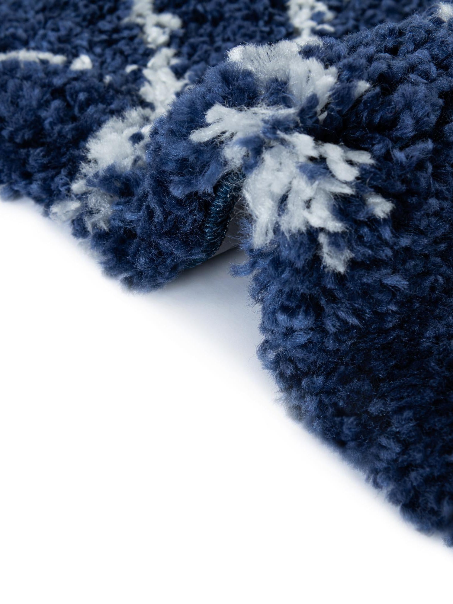 Navy Blue 2' 7 x 10' Rabat Shag Runner Area Rug Thick Soft Touch Fluffy & Plush Shaggy Pile Durable Geometric Carpet for Luxury Interior Design for Sale at Rug Engine