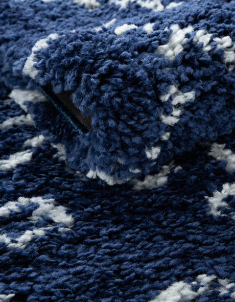 Navy Blue 9' x 12' 2 Rabat Shag Rectangle Area Rug Thick Soft Touch Fluffy & Plush Shaggy Pile Durable Geometric Carpet for Luxury Interior Design for Sale at Rug Engine