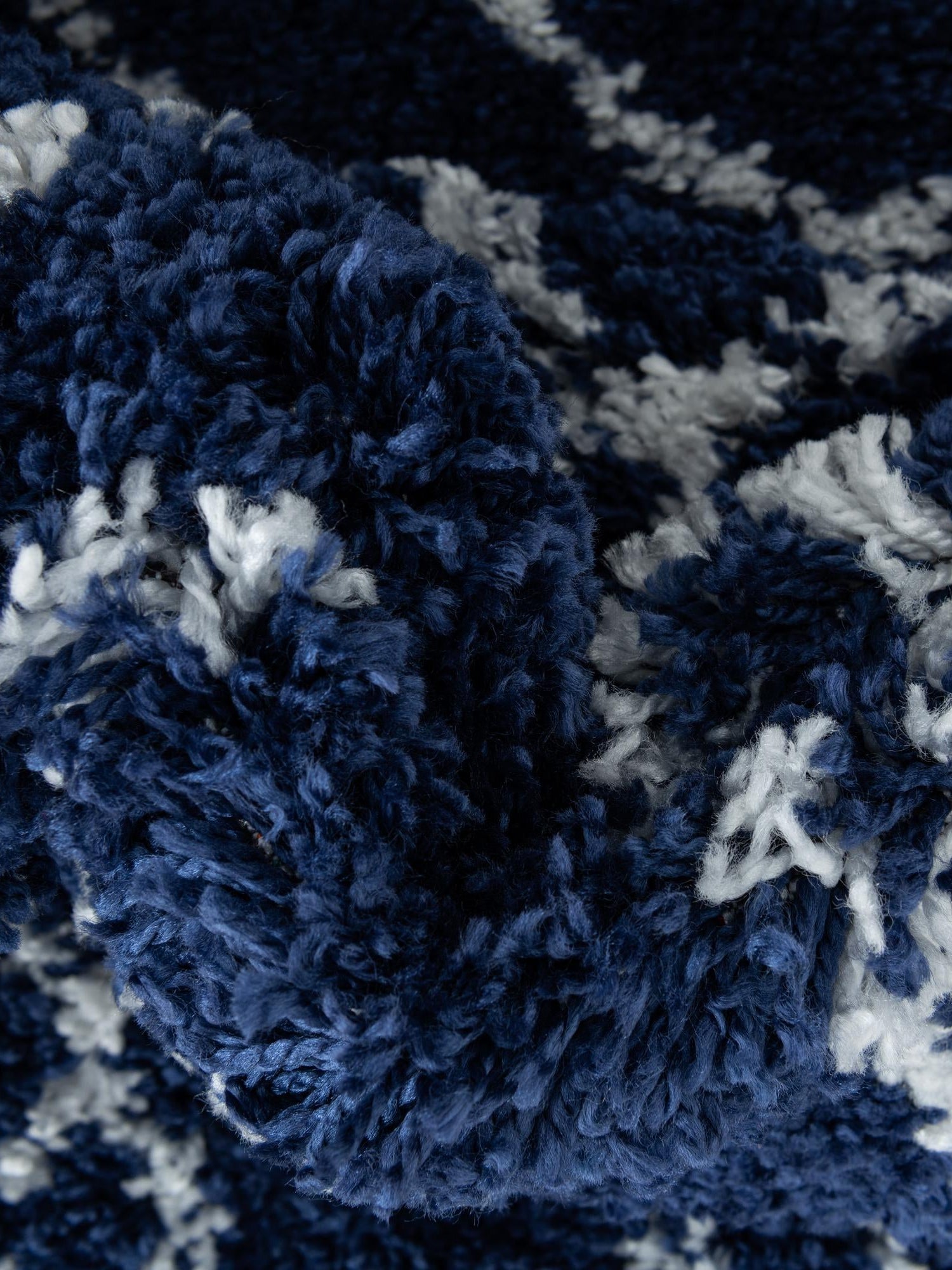 Navy Blue 5' 1 x 8' Rabat Shag Rectangle Area Rug Thick Soft Touch Fluffy & Plush Shaggy Pile Durable Geometric Carpet for Luxury Interior Design for Sale at Rug Engine