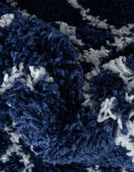 Navy Blue 5' 1 x 8' Rabat Shag Rectangle Area Rug Thick Soft Touch Fluffy & Plush Shaggy Pile Durable Geometric Carpet for Luxury Interior Design for Sale at Rug Engine