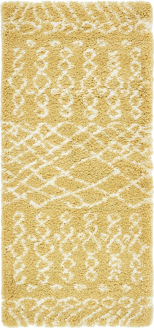 Yellow 2' 7 x 6' 1 Rabat Shag Runner Area Rug Thick Soft Touch Fluffy & Plush Shaggy Pile