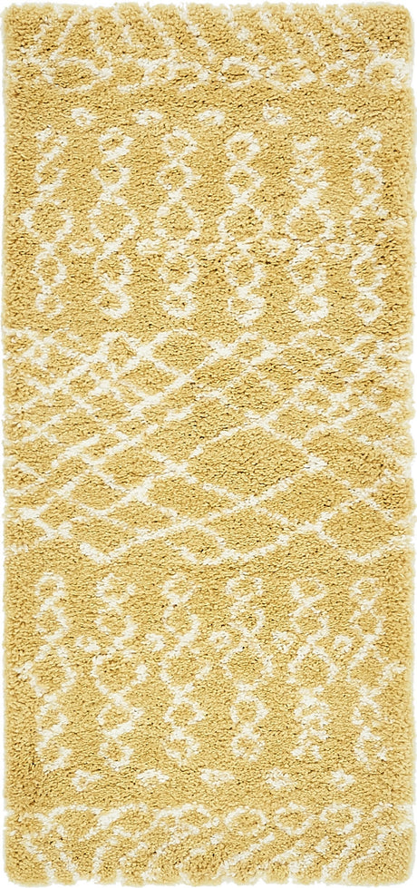 Yellow 2' 7 x 6' 1 Rabat Shag Runner Area Rug Thick Soft Touch Fluffy & Plush Shaggy Pile Durable Geometric Carpet for Luxury Interior Design for Sale at Rug Engine