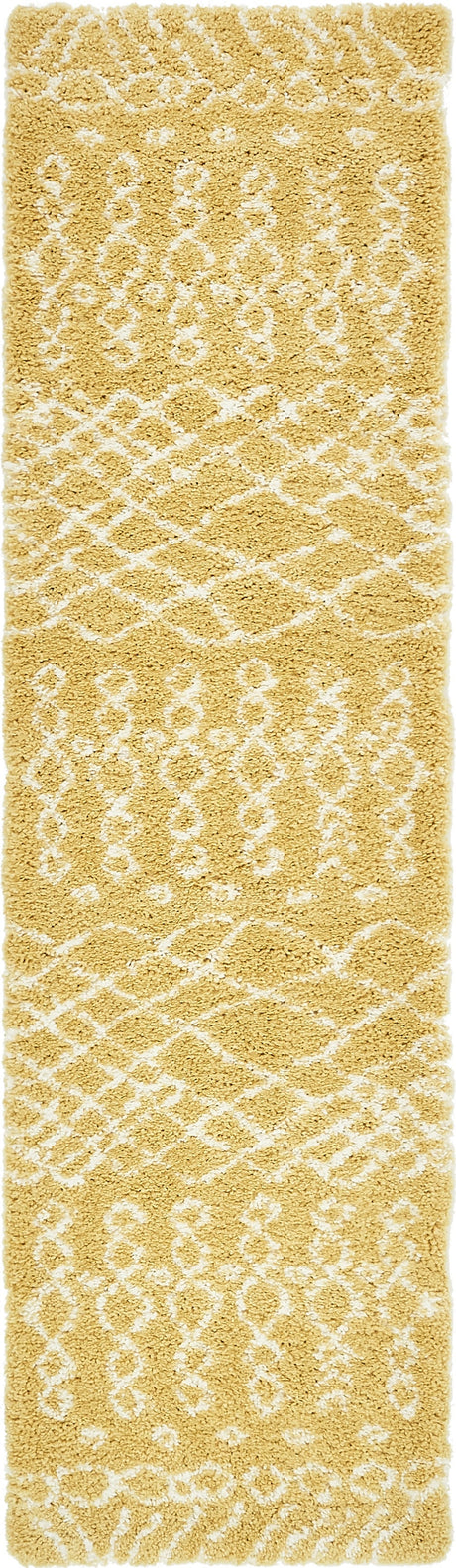 Yellow 2' 7 x 10' Rabat Shag Runner Area Rug Thick Soft Touch Fluffy & Plush Shaggy Pile Durable Geometric Carpet for Luxury Interior Design for Sale at Rug Engine