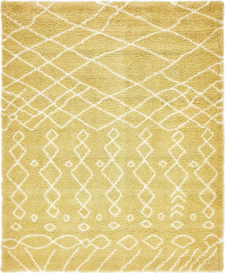 Yellow 8' x 10' Rabat Shag Rectangle Area Rug Thick Soft Touch Fluffy & Plush Shaggy Pile Durable Geometric Carpet for Luxury Interior Design for Sale at Rug Engine