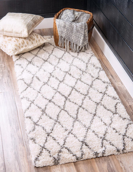 Pure Ivory 2' x 8' Rabat Shag Runner Area Rug Thick Soft Touch Fluffy & Plush Shaggy Pile