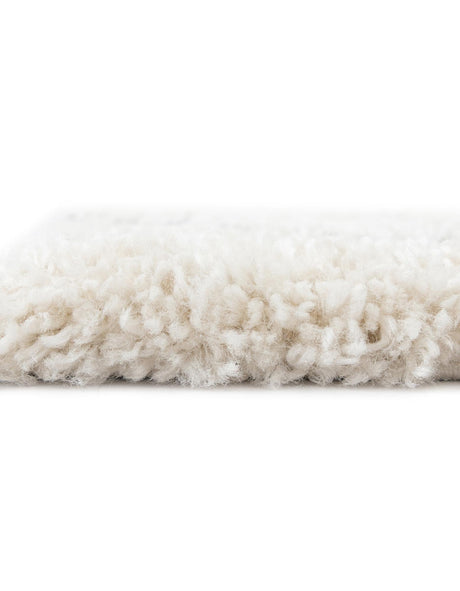Pure Ivory 2' 7 x 12' Rabat Shag Runner Area Rug Thick Soft Touch Fluffy & Plush Shaggy Pile Durable Geometric Carpet for Luxury Interior Design for Sale at Rug Engine