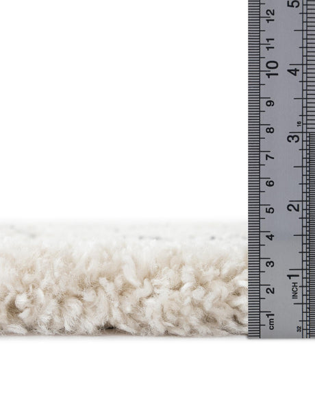 Pure Ivory 7' 10 x 10' Rabat Shag Rectangle Area Rug Thick Soft Touch Fluffy & Plush Shaggy Pile Durable Geometric Carpet for Luxury Interior Design for Sale at Rug Engine