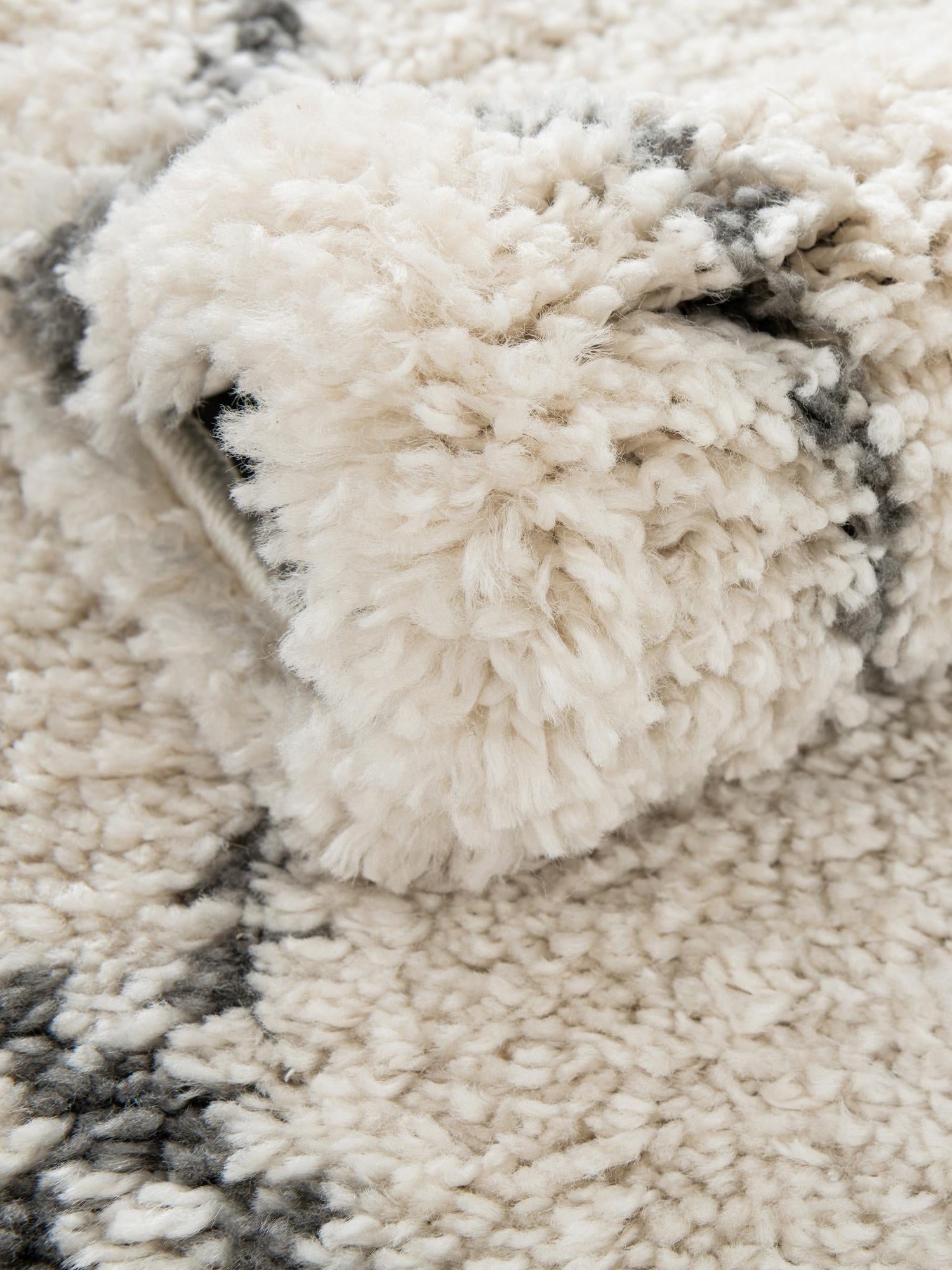 Pure Ivory 3' 3 x 5' 3 Rabat Shag Rectangle Area Rug Thick Soft Touch Fluffy & Plush Shaggy Pile Durable Geometric Carpet for Luxury Interior Design for Sale at Rug Engine