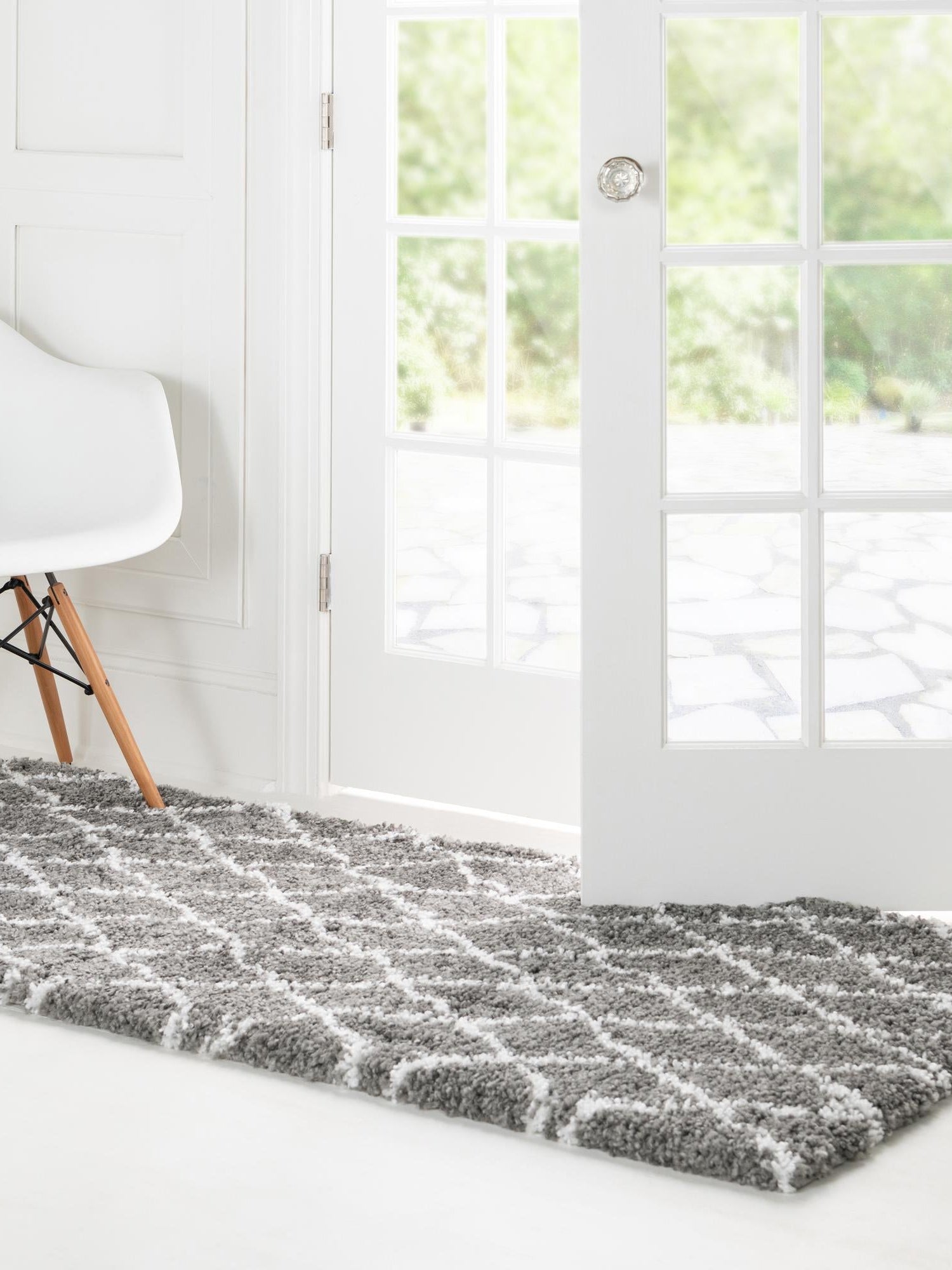 Gray 2' 7 x 10' Rabat Shag Runner Area Rug Thick Soft Touch Fluffy & Plush Shaggy Pile Durable Geometric Carpet for Luxury Interior Design for Sale at Rug Engine