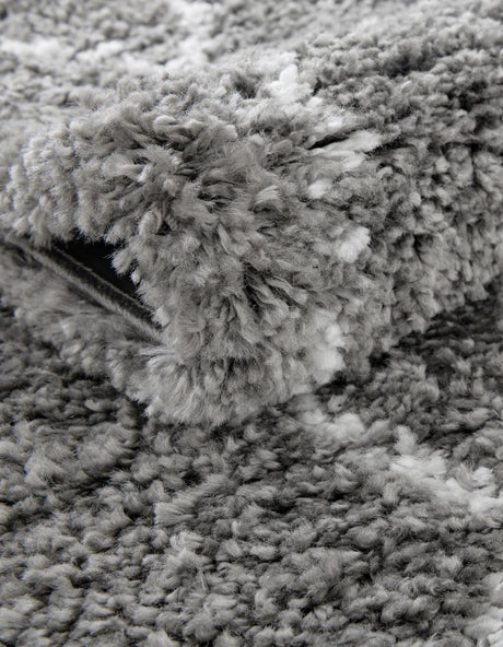 Gray 2' 7 x 10' Rabat Shag Runner Area Rug Thick Soft Touch Fluffy & Plush Shaggy Pile Durable Geometric Carpet for Luxury Interior Design for Sale at Rug Engine