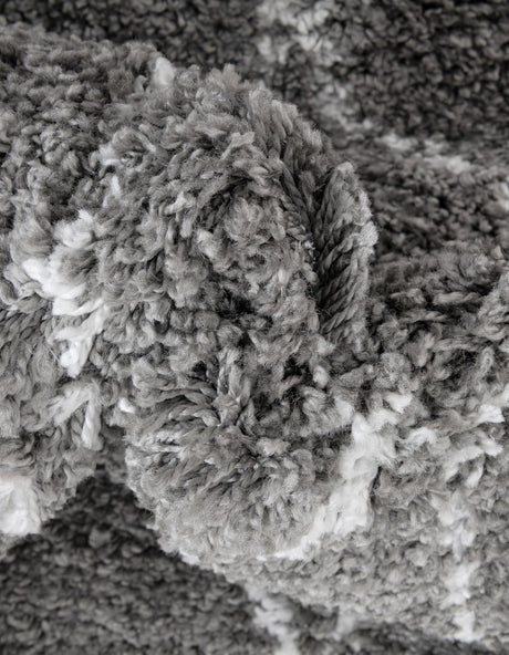 Gray 2' 7 x 10' Rabat Shag Runner Area Rug Thick Soft Touch Fluffy & Plush Shaggy Pile Durable Geometric Carpet for Luxury Interior Design for Sale at Rug Engine