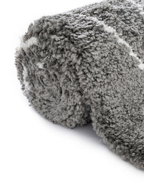 Gray 2' 7 x 6' 1 Rabat Shag Runner Area Rug Thick Soft Touch Fluffy & Plush Shaggy Pile Durable Geometric Carpet for Luxury Interior Design for Sale at Rug Engine