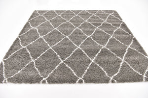 Gray 8' x 8' Rabat Shag Square Area Rug Thick Soft Touch Fluffy & Plush Shaggy Pile