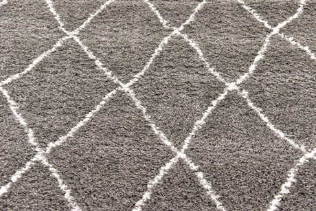 Gray 8' x 8' Rabat Shag Square Area Rug Thick Soft Touch Fluffy & Plush Shaggy Pile Durable Geometric Carpet for Luxury Interior Design for Sale at Rug Engine