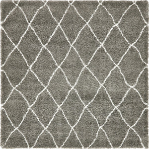 Gray 8' x 8' Rabat Shag Square Area Rug Thick Soft Touch Fluffy & Plush Shaggy Pile