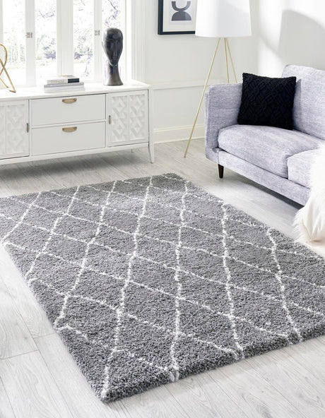 Gray 7' 10 x 10' Rabat Shag Rectangle Area Rug Thick Soft Touch Fluffy & Plush Shaggy Pile