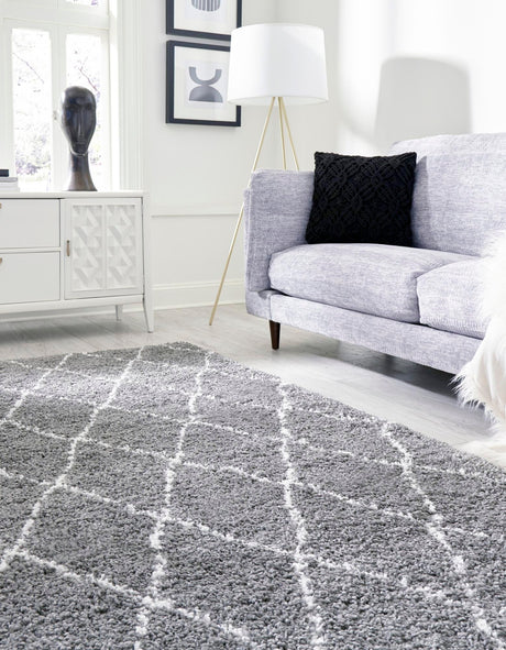 Gray 7' 10 x 10' Rabat Shag Rectangle Area Rug Thick Soft Touch Fluffy & Plush Shaggy Pile