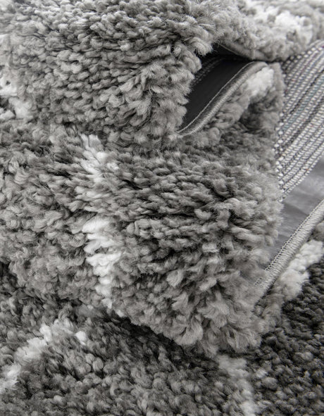 Gray 9' x 12' 2 Rabat Shag Rectangle Area Rug Thick Soft Touch Fluffy & Plush Shaggy Pile Durable Geometric Carpet for Luxury Interior Design for Sale at Rug Engine
