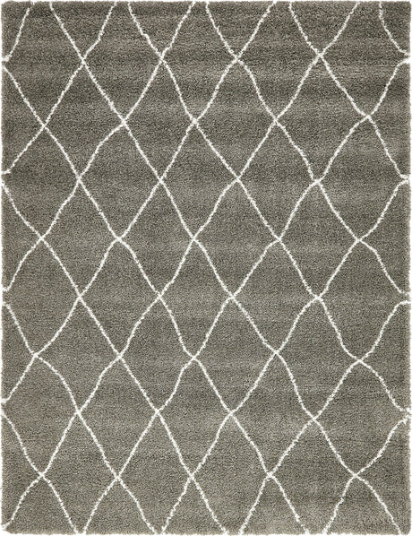 Gray 9' x 12' 2 Rabat Shag Rectangle Area Rug Thick Soft Touch Fluffy & Plush Shaggy Pile Durable Geometric Carpet for Luxury Interior Design for Sale at Rug Engine