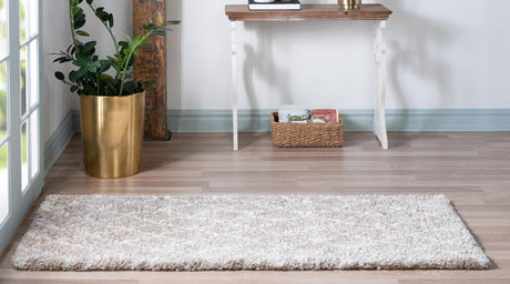 Taupe 2' 7 x 10' Rabat Shag Runner Area Rug Thick Soft Touch Fluffy & Plush Shaggy Pile Durable Geometric Carpet for Luxury Interior Design for Sale at Rug Engine