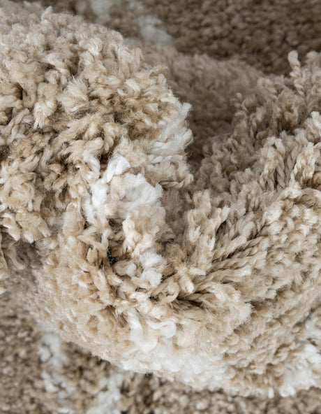 Taupe 2' 7 x 10' Rabat Shag Runner Area Rug Thick Soft Touch Fluffy & Plush Shaggy Pile Durable Geometric Carpet for Luxury Interior Design for Sale at Rug Engine