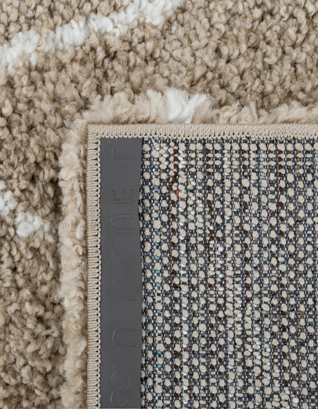 Taupe 2' 7 x 10' Rabat Shag Runner Area Rug Thick Soft Touch Fluffy & Plush Shaggy Pile Durable Geometric Carpet for Luxury Interior Design for Sale at Rug Engine