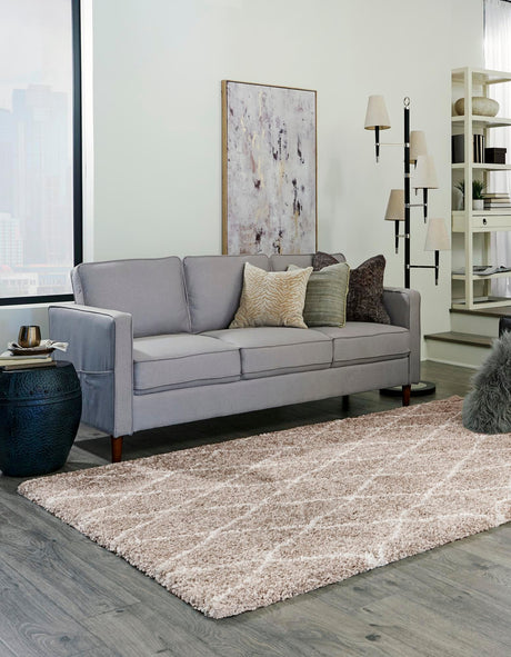 Taupe 5' 1 x 8' Rabat Shag Rectangle Area Rug Thick Soft Touch Fluffy & Plush Shaggy Pile