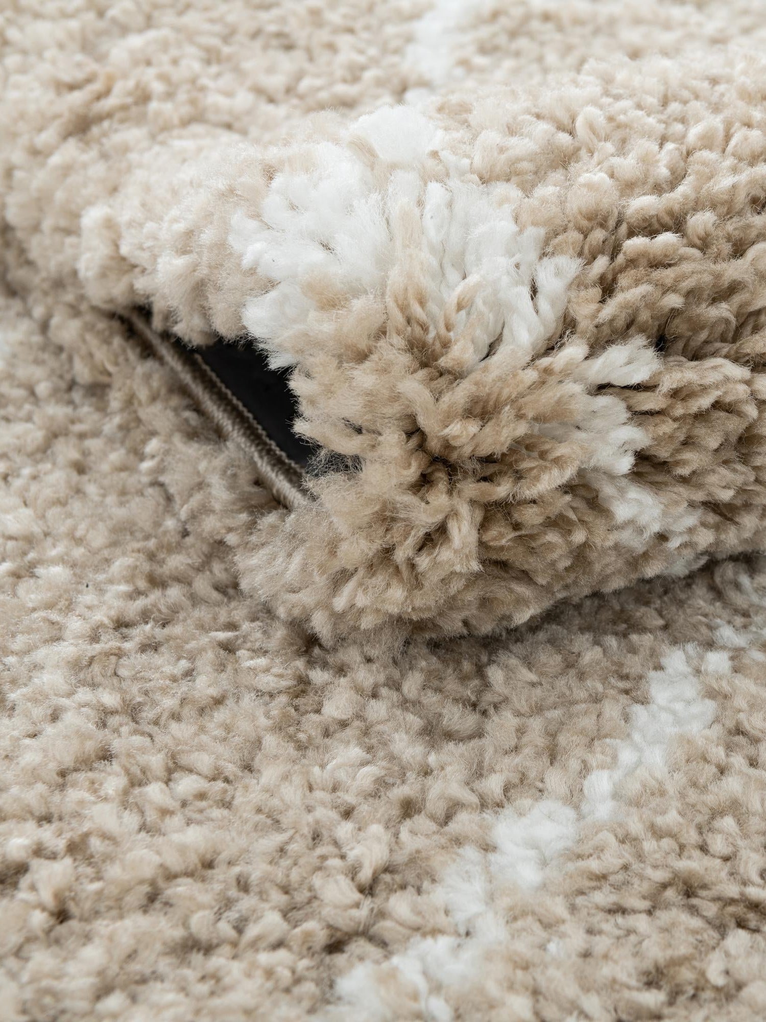 Taupe 8' x 10' Rabat Shag Rectangle Area Rug Thick Soft Touch Fluffy & Plush Shaggy Pile Durable Geometric Carpet for Luxury Interior Design for Sale at Rug Engine