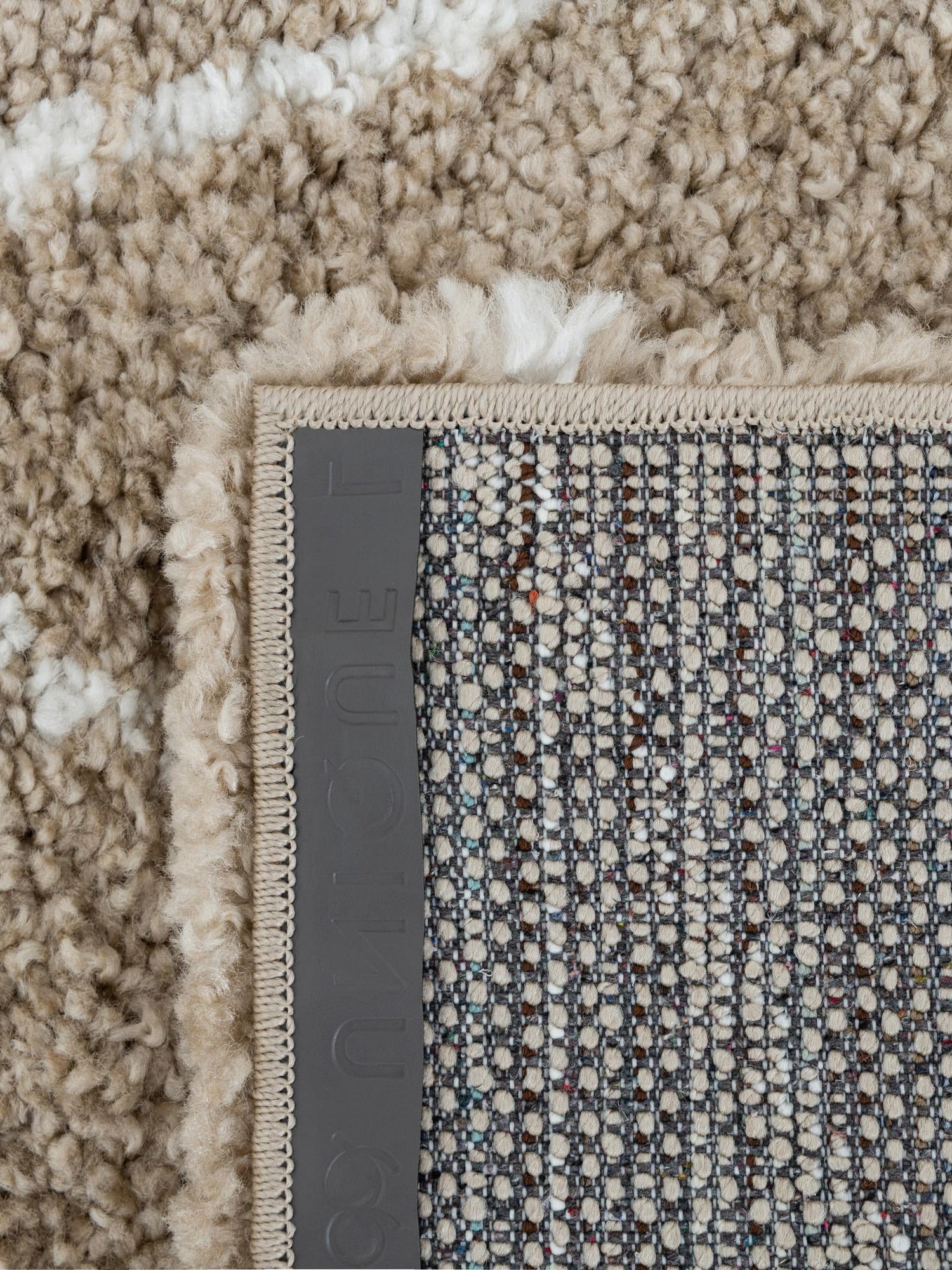 Taupe 4' 1 x 6' 1 Rabat Shag Rectangle Area Rug Thick Soft Touch Fluffy & Plush Shaggy Pile Durable Geometric Carpet for Luxury Interior Design for Sale at Rug Engine