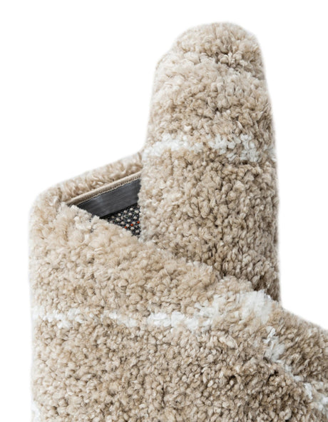 Taupe 4' 1 x 6' 1 Rabat Shag Rectangle Area Rug Thick Soft Touch Fluffy & Plush Shaggy Pile Durable Geometric Carpet for Luxury Interior Design for Sale at Rug Engine