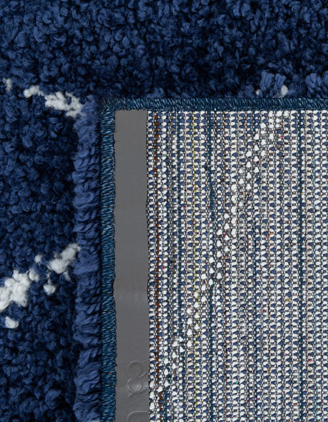 Navy Blue 2' 7 x 6' Rabat Shag Runner Area Rug Thick Soft Touch Fluffy & Plush Shaggy Pile Durable Geometric Carpet for Luxury Interior Design for Sale at Rug Engine