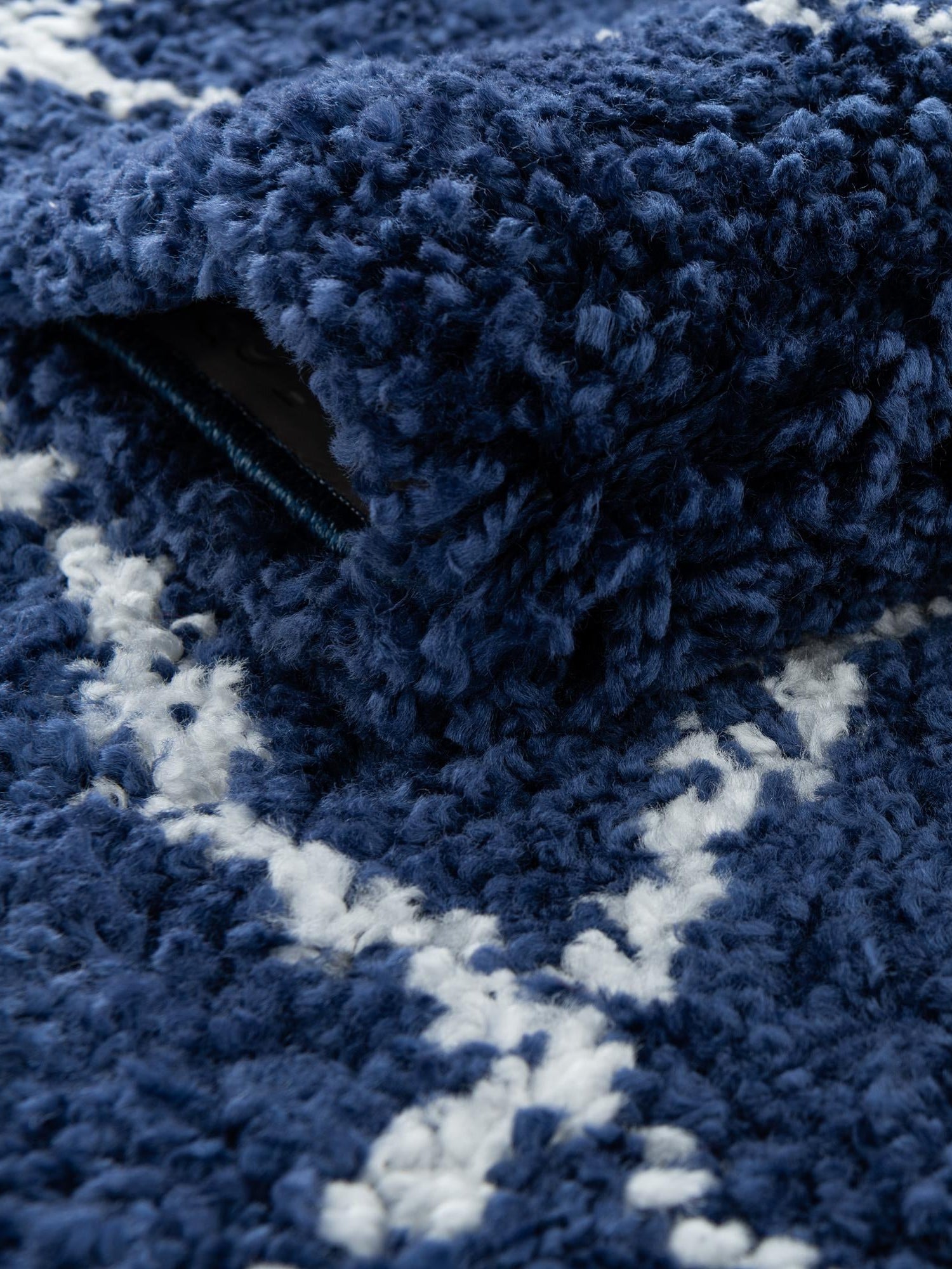 Navy Blue 4' 1 x 6' 1 Rabat Shag Rectangle Area Rug Thick Soft Touch Fluffy & Plush Shaggy Pile Durable Geometric Carpet for Luxury Interior Design for Sale at Rug Engine