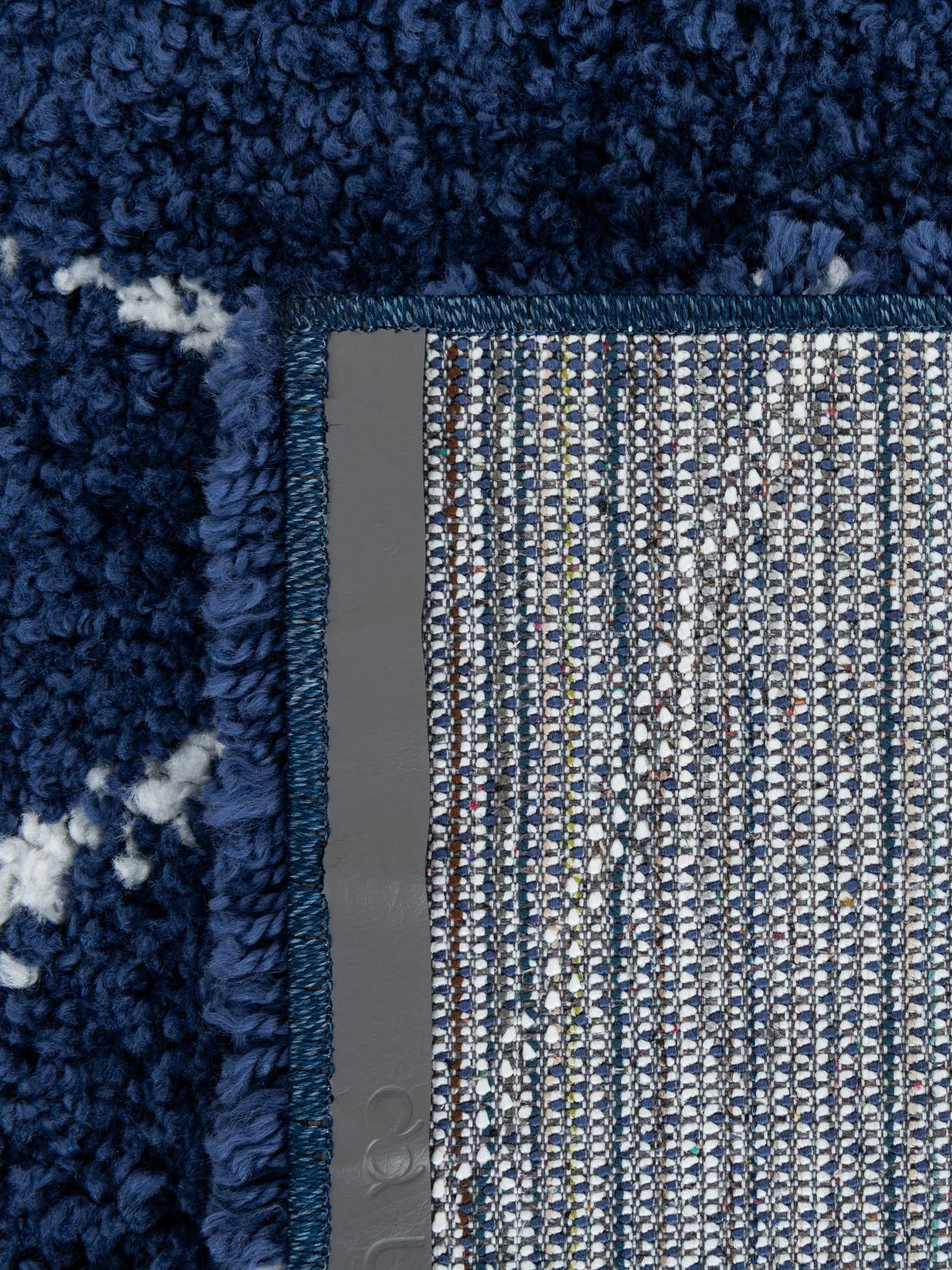 Navy Blue 4' 1 x 6' 1 Rabat Shag Rectangle Area Rug Thick Soft Touch Fluffy & Plush Shaggy Pile Durable Geometric Carpet for Luxury Interior Design for Sale at Rug Engine